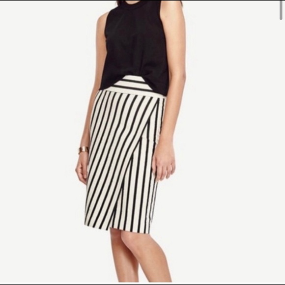 Ann Taylor Striped Cotton Faux Wrap Skirt Size 6 - Picture 2 of 16